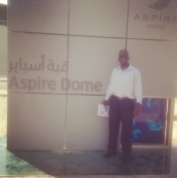 Joe at Aspire Zone, the big sports academy in Doha